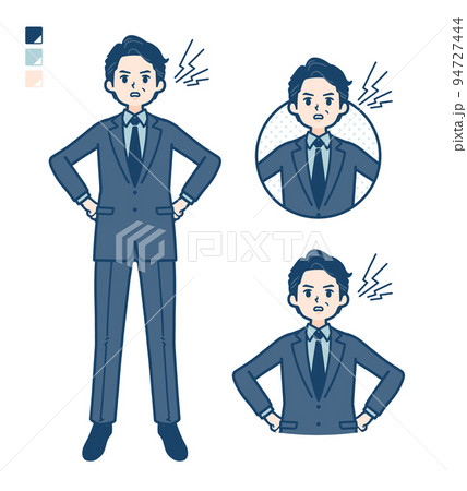 スーツのミドル男性が怒っているイラスト スーツのミドル男性が怒っているイラスト 94727444