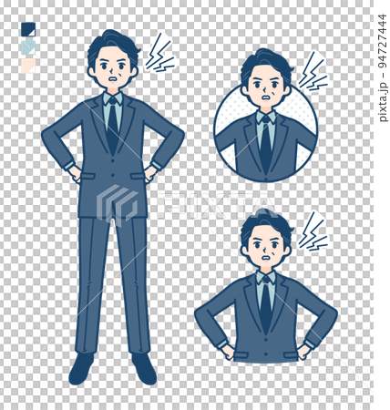 スーツのミドル男性が怒っているイラスト スーツのミドル男性が怒っているイラスト 94727444