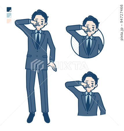 スーツのミドル男性が泣いているイラスト スーツのミドル男性が泣いているイラスト 94727466