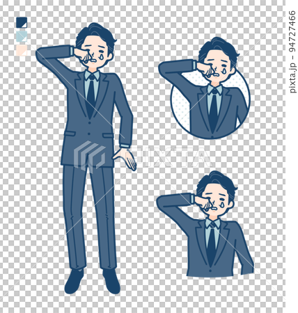 一個穿著西裝哭泣的中間人的插圖 94727466