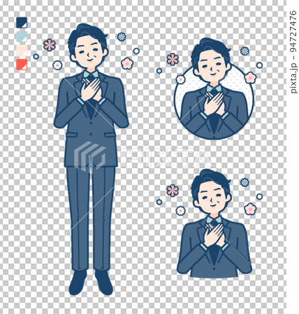 スーツのミドル男性が安らいでいるイラスト スーツのミドル男性が安らいでいるイラスト 94727476