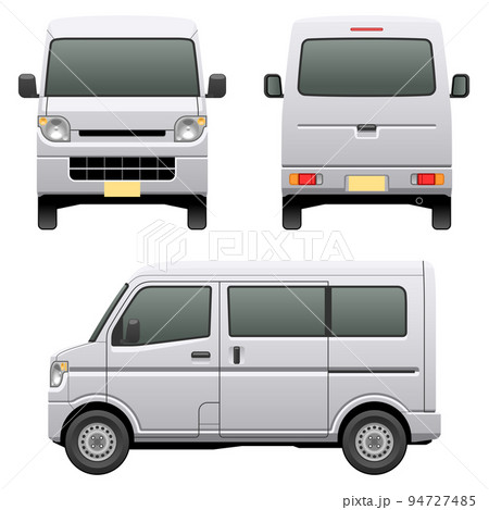 3方向から見た車のイラスト（商用軽バン） 94727485
