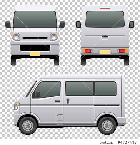 3方向から見た車のイラスト（商用軽バン） 94727485