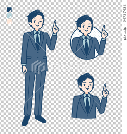 スーツのミドル男性が指差ししているイラスト 94727488