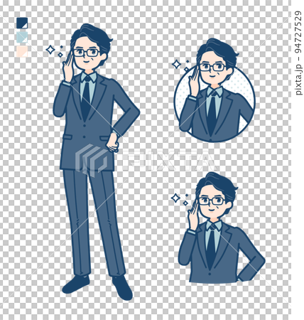 一個穿著西裝的中年男子戴著眼鏡的插圖 94727529