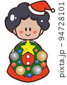 クリスマスリースを持つかわいい子供のイラスト 94728101