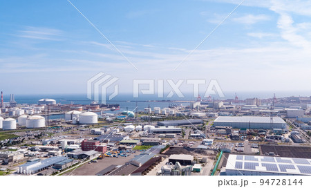 ［宮城県］多賀城市の街並みの空撮 94728144