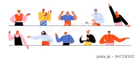 People pointing with finger and hand People pointing with finger and hand 94728502