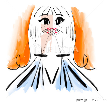 口元で手を組む女の子のイラスト 94729032