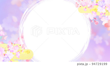 水彩で描いた桜の和風フレーム 94729199