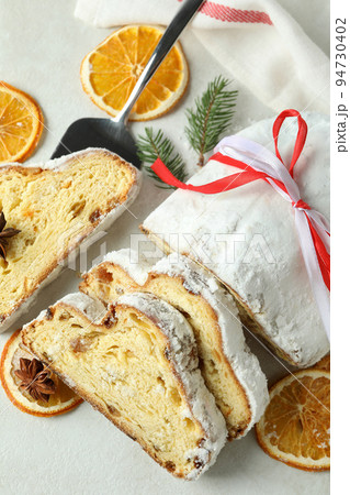 Concept of German dessert - Stollen, close up 94730402