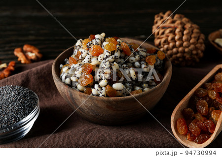 Concept of Orthodox Christmas food, Kutya, close up 94730994