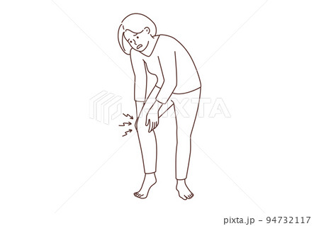 Unhealthy woman suffer from knee pain  94732117