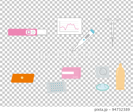 Illustration set about contraception 94732389