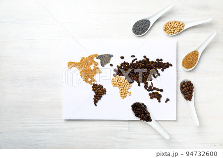 Map of world made from different cooking ingredients 94732600