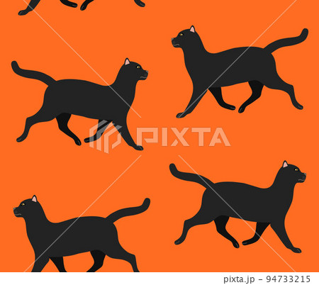 Vector seamless pattern of hand drawn black cat Vector seamless pattern of hand drawn black cat 94733215