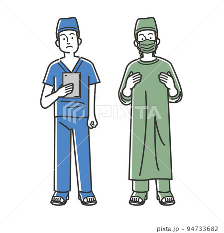 手術着を着た外科医のイラスト素材 手術着を着た外科医のイラスト素材 94733682
