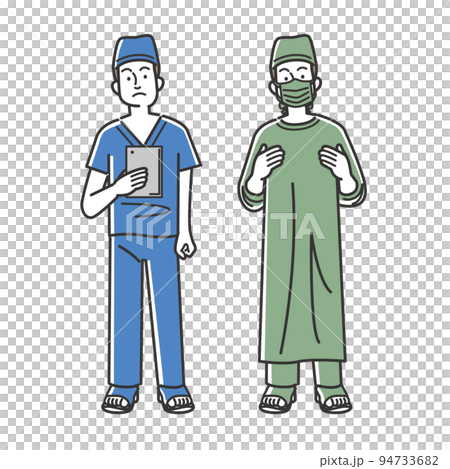 手術着を着た外科医のイラスト素材 手術着を着た外科医のイラスト素材 94733682