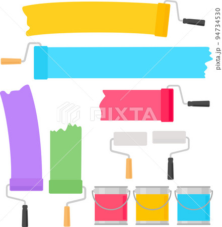 ペンキとローラーのイラストセット ペンキとローラーのイラストセット 94734530