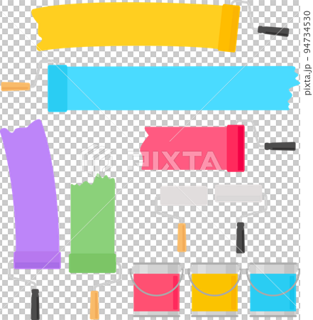 ペンキとローラーのイラストセット ペンキとローラーのイラストセット 94734530