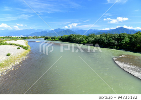 丹波島橋／犀川より下流方向を望む(長野県長野市)【2022.9】 94735132