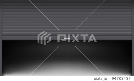 black color new garage doors half open 94735457