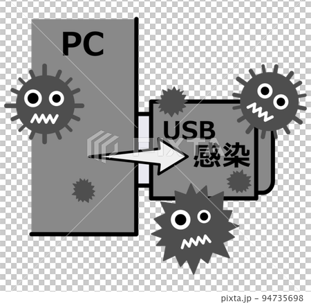 Illustration that a USB memory that records important data is infected with a virus 94735698