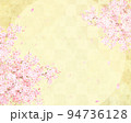 美しい桜ー金箔ー市松模様ー和紙の壁紙ー円ーキラキラゴールド豪華絢爛背景素材フレーム 94736128