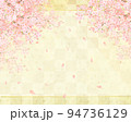 美しい桜ー金箔ー市松模様ー和紙の壁紙ーキラキラゴールド豪華絢爛背景素材フレーム 94736129