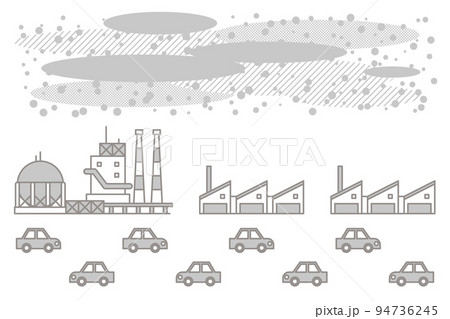 大気汚染で煙っぽい空 公害問題や環境問題のコンセプト ベクターイラスト素材 のイラスト素材