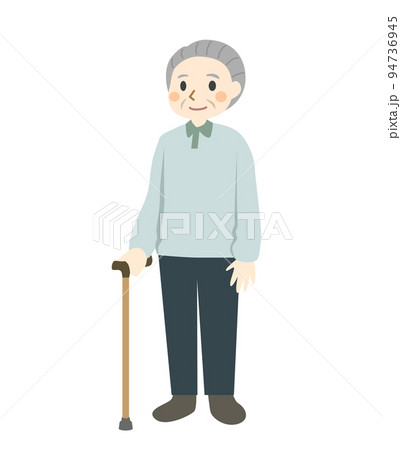 杖をつく高齢男性 94736945