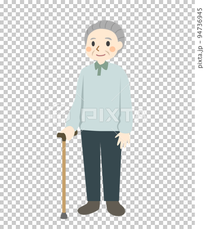 杖をつく高齢男性 94736945