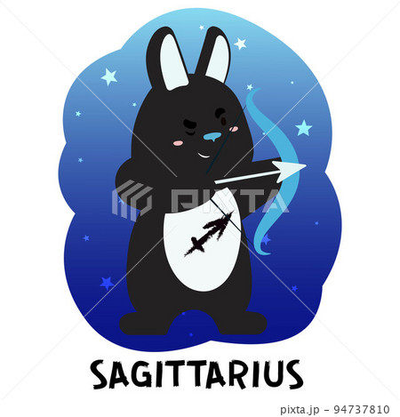 Virgo zodiac Sagittarius. Black rabbit vector illustration 94737810