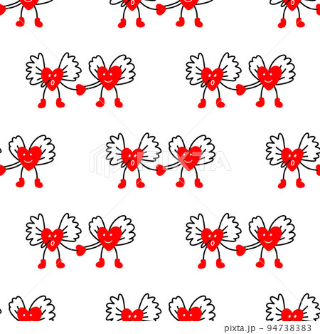 Seamless pattern with angel hearts Seamless pattern with angel hearts 94738383