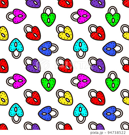 Seamless pattern with multicolored heart-shaped locks. Vector illustration Seamless pattern with multicolored heart-shaped locks. Vector illustration 94738522