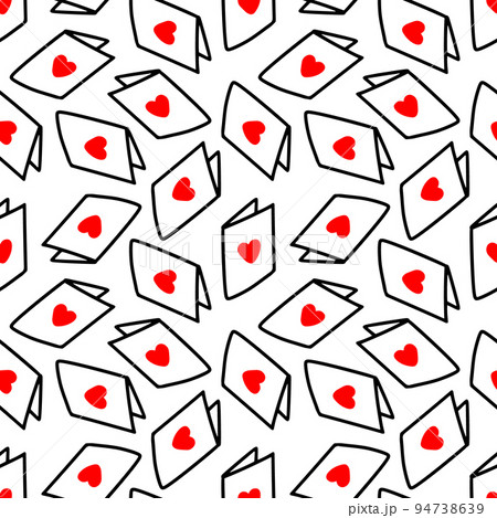 Seamless pattern with postcards with hearts 94738639