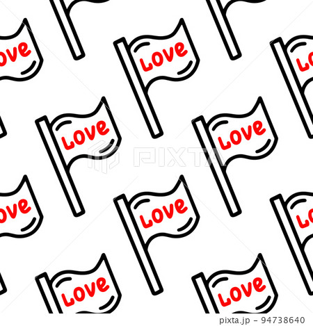 Seamless pattern with a flag with the inscription love Seamless pattern with a flag with the inscription love 94738640