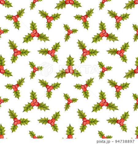 Seamless Christmas pattern with holly berries Seamless Christmas pattern with holly berries 94738897