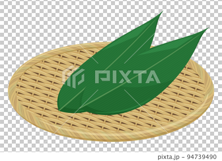 Illustration of bamboo colander with bamboo leaves 94739490