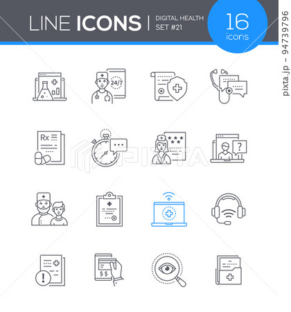 Digital Health - line design style icons set Digital Health - line design style icons set 94739796