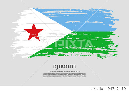 Djibouti flag with brush stroke effect and information text poster, vector 94742150