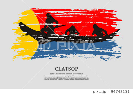 Clatsop flag with brush stroke effect and information text poster, vector Clatsop flag with brush stroke effect and information text poster, vector 94742151