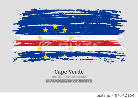 Cape Verde flag with brush stroke effect and information text poster, vector 94742154