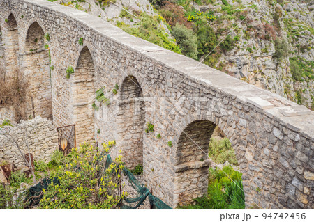 Old city. Sunny view of ruins of citadel in Stari Bar town near Bar city, Montenegro Old city. Sunny view of ruins of citadel in Stari Bar town near Bar city, Montenegro 94742456