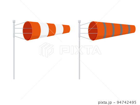 Windsock with white and reflective strips wind speed vector illustration. 94742495