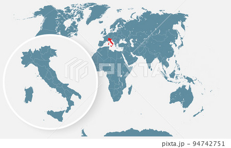 Italy country on world map, vector template 94742751