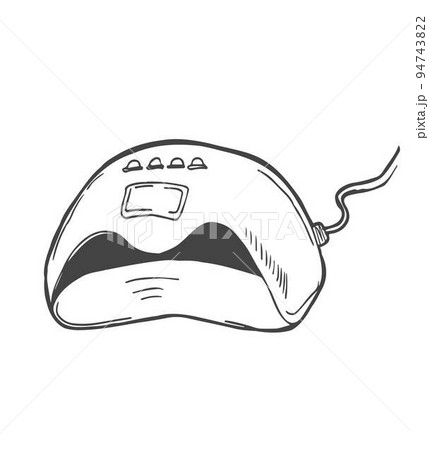 LED lamp for manicure. Hand-drawn doodles. Hand and nail care. Vector illustration isolated on white background 94743822