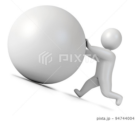Man pushing a boulder as Sisyphus Man pushing a boulder as Sisyphus 94744004