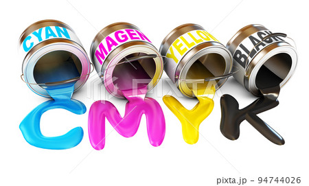 Bottles of ink in cmyk colors 94744026