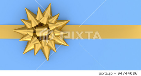 Realistic decorative bow or ribbon for gift box isolated on blue background. 94744086